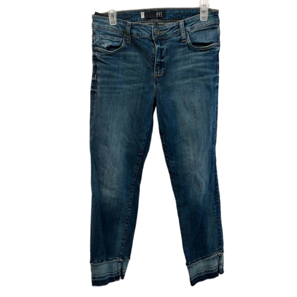KUT Reese ankle straight leg medium wash denim jeans 70's two tone pants size 4 - Picture 1 of 14